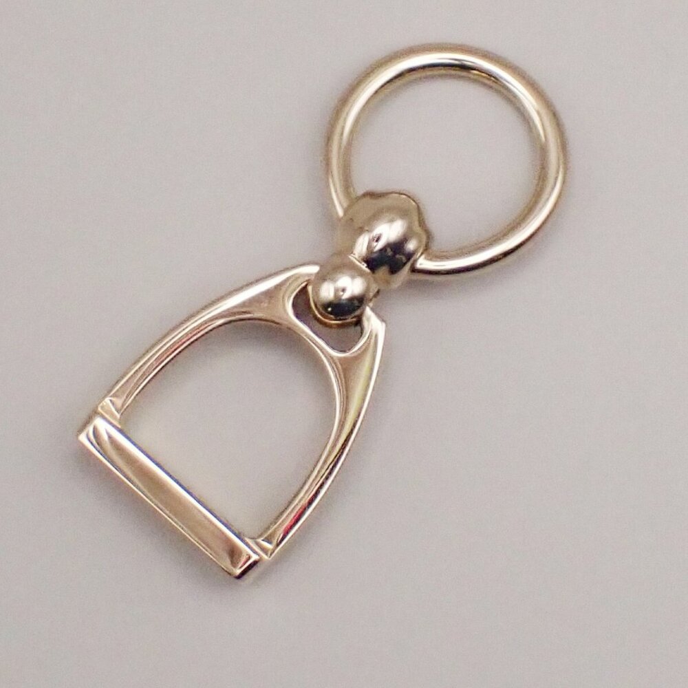 HERMES Logo Charms Etrier Twilly Ring Palladium Plated brass Italy - Picture 9 of 13
